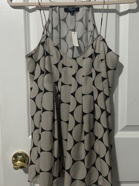 Madewell Silk Geo Circle Shirt  in Beige and Black